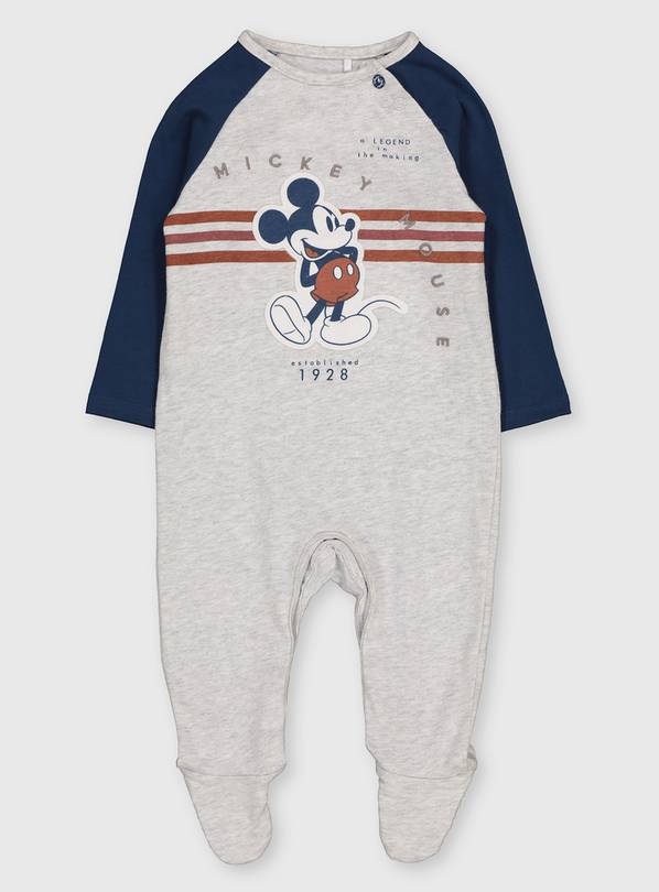 Disney Mickey Mouse Grey Sleepsuit - Up to 1 mth